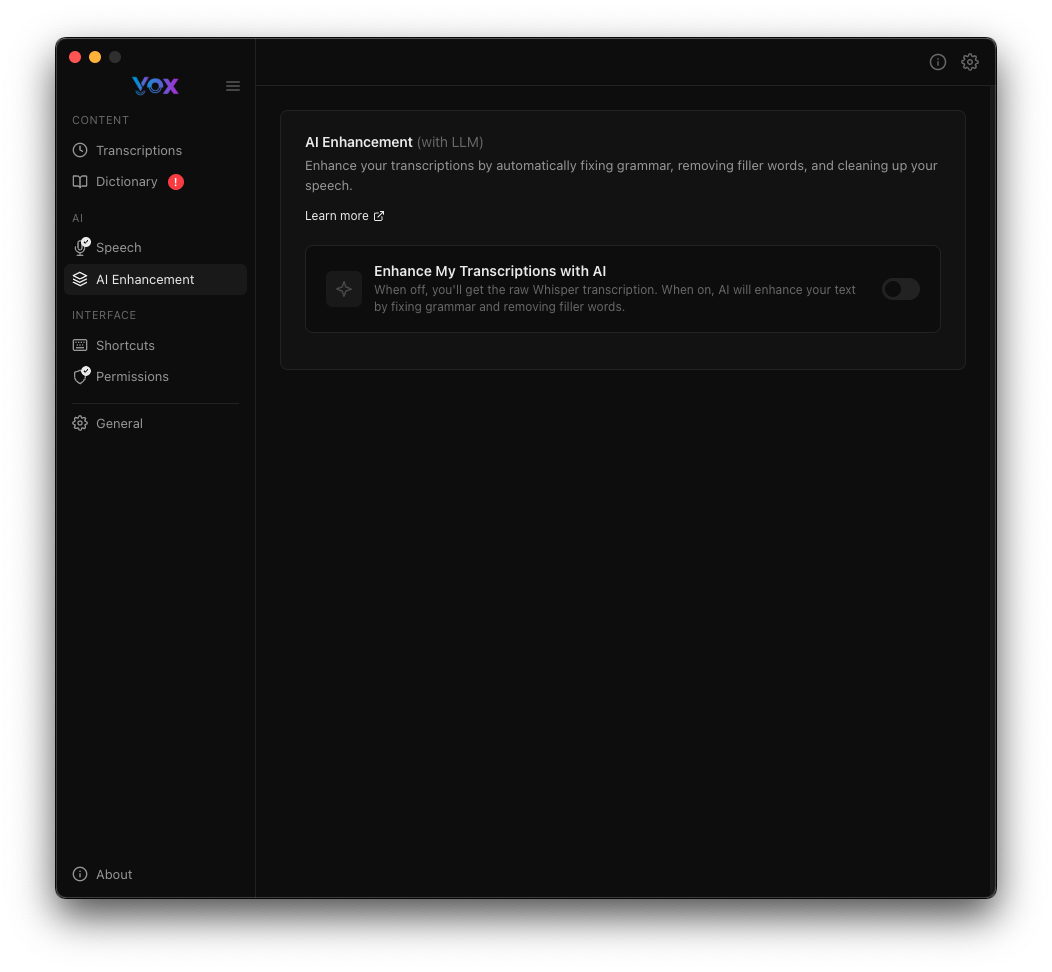 AI Enhancement Settings