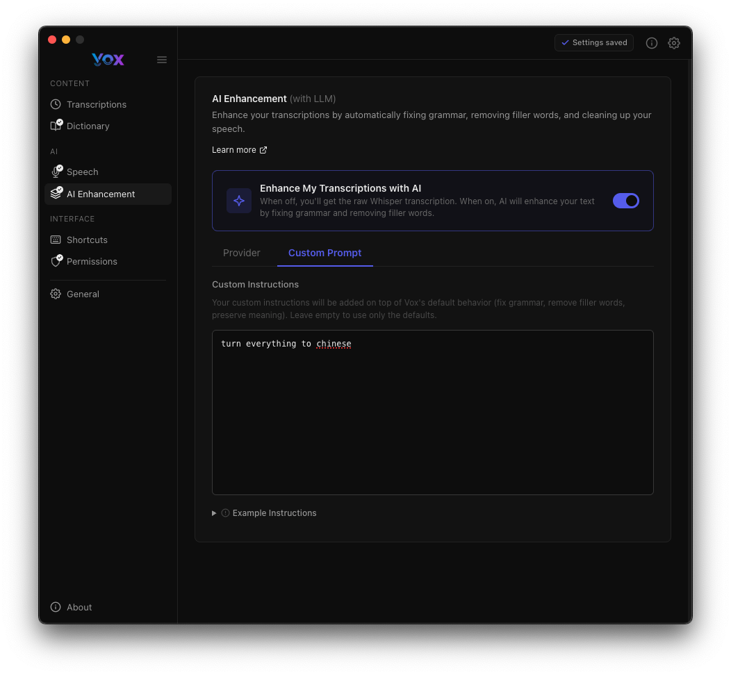 Custom Prompt Example